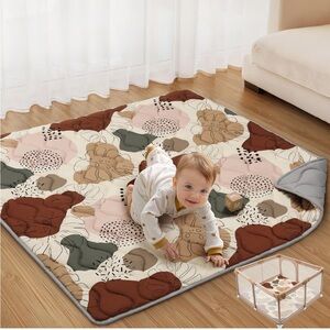 Blissful Diary Baby Playmat Nonslip + Padded 50” x 50” inches Boho Pattern
